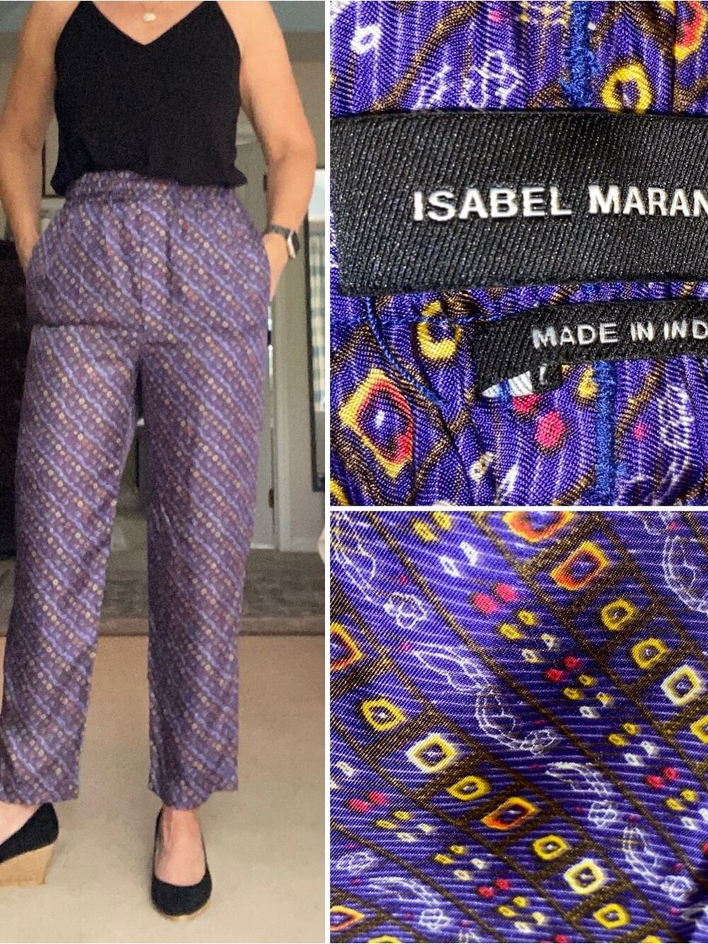 Isabel Marant 2016 $595 100% Silk Pant Purple Womens FR 36 US 4-6